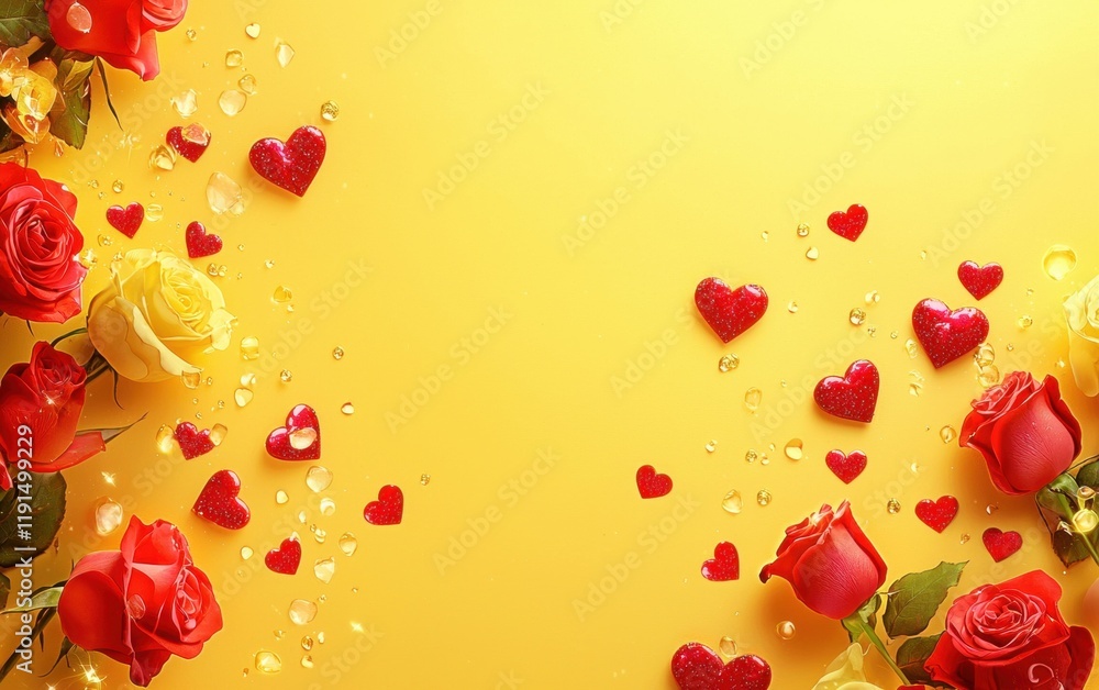 Saint Valentines Day yellow background Saint Valentines Day yellow background