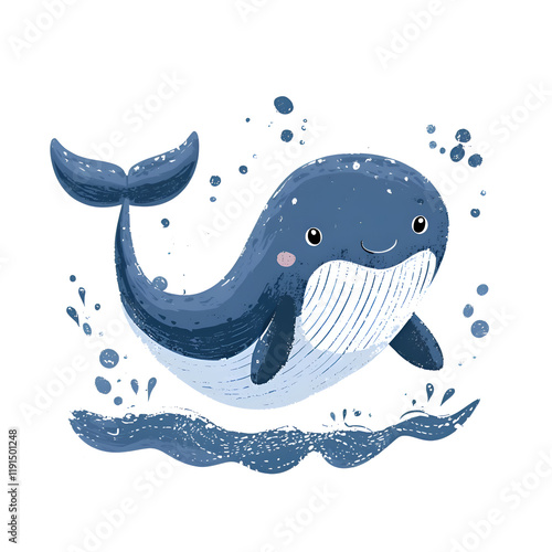 Playful Cartoon Whale Underwater Illustration for Children Ocean Theme photo