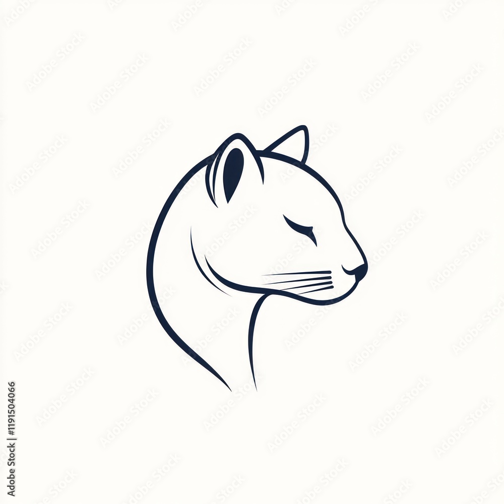 Wildcat line art, profile view on white, wildlife icon Wildcat line art, profile view on white, wildlife icon