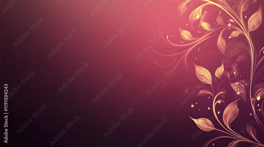 Elegant Gold Floral Design on Deep Red Background Elegant Gold Floral Design on Deep Red Background