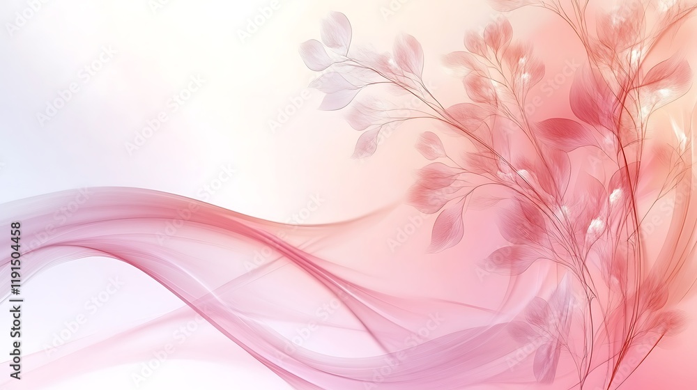 Delicate Pink Floral Design with Flowing Waves Delicate Pink Floral Design with Flowing Waves