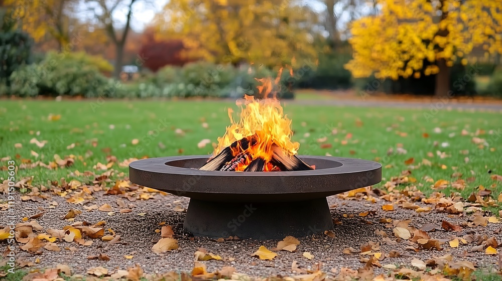 Warming Fall Evening, Fire Circle and Leaves Warming Fall Evening, Fire Circle and Leaves