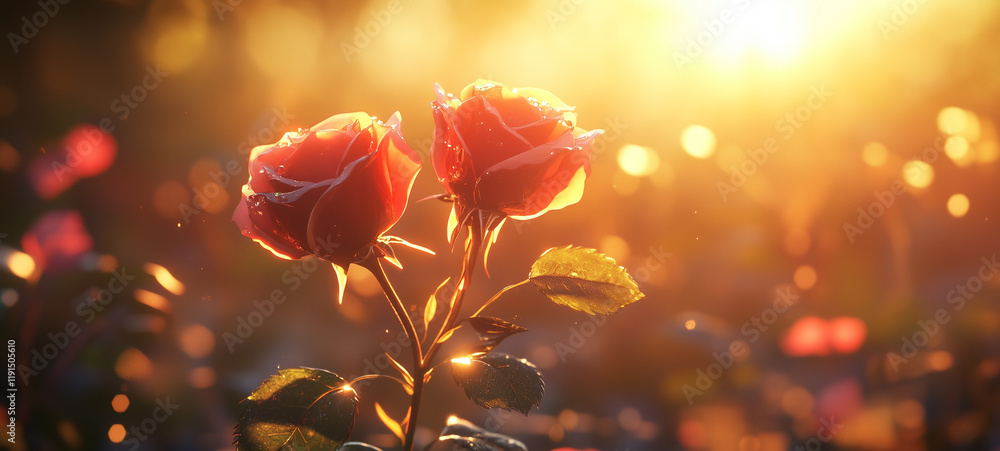 Obraz premium valentines day background with rose and red roses