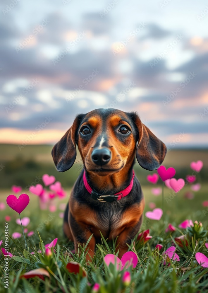 Valentine dachshund puppy valentines love heart valentine vector romantic day holiday Valentine dachshund puppy valentines love heart valentine vector romantic day holiday