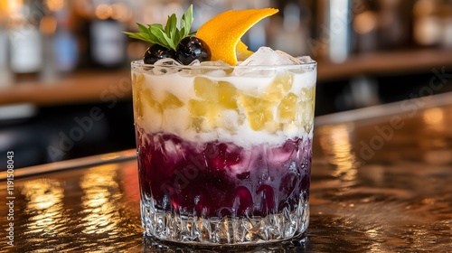 Fruit Punch on Ice, served in Crystal Glass