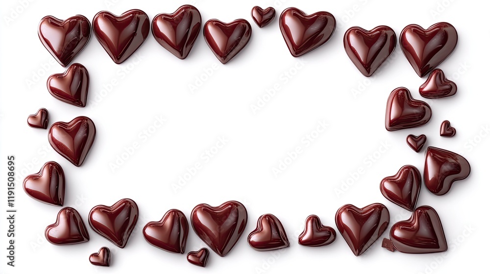Fototapeta premium Charming heart-shaped chocolate frame for valentine's day celebration