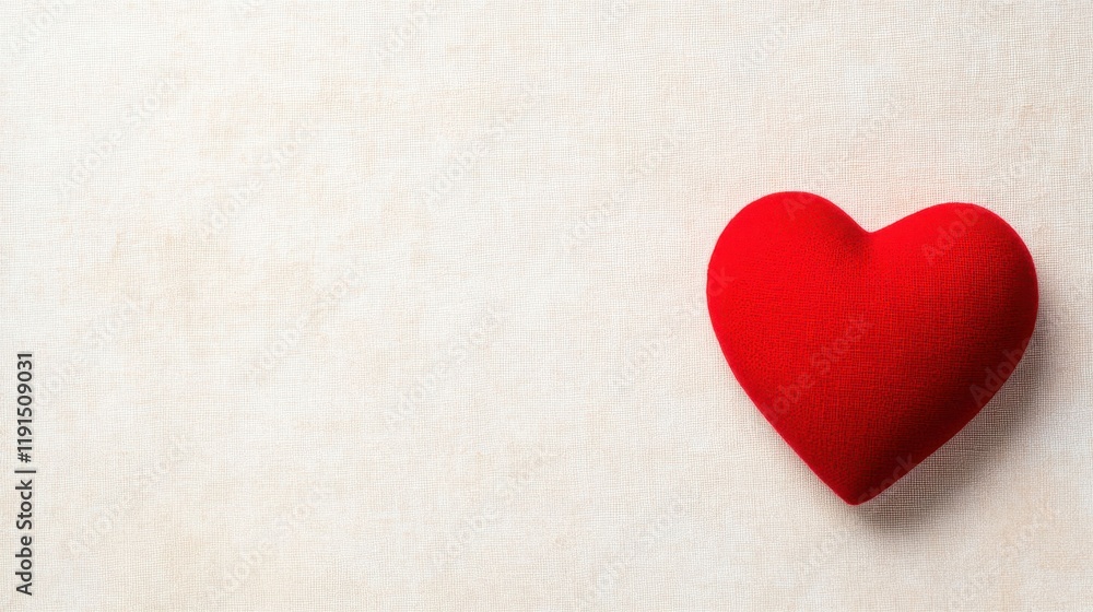 Obraz premium Single Red Heart on White Canvas Background