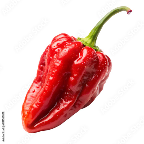 fresh red ghost pepper, naga chili isolated on transparent background, png