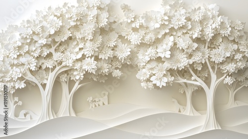Nature Art: Tree and Mountain Landscape