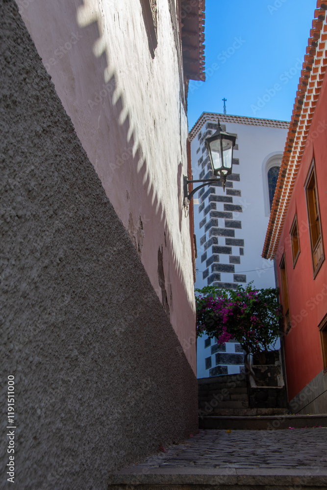Narrow alley in the small town of Garachico on the Canary Island of Tenerife