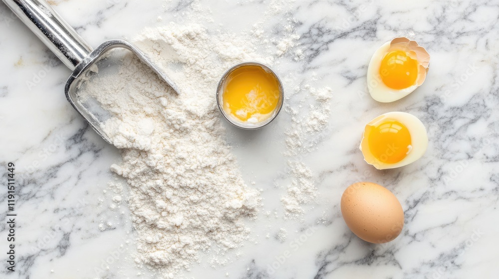 Flour Eggs and Baking Ingredients Ready for Baking Flour Eggs and Baking Ingredients Ready for Baking