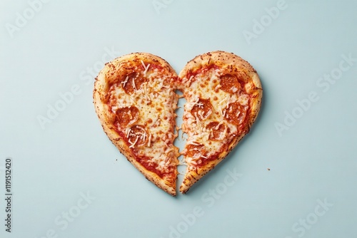 Celebrate Valentine’s Day with a heart-shaped pizza and playful foodie theme design, background, banner for Valentine's Day, pizzeria, food, menu, invitation photo