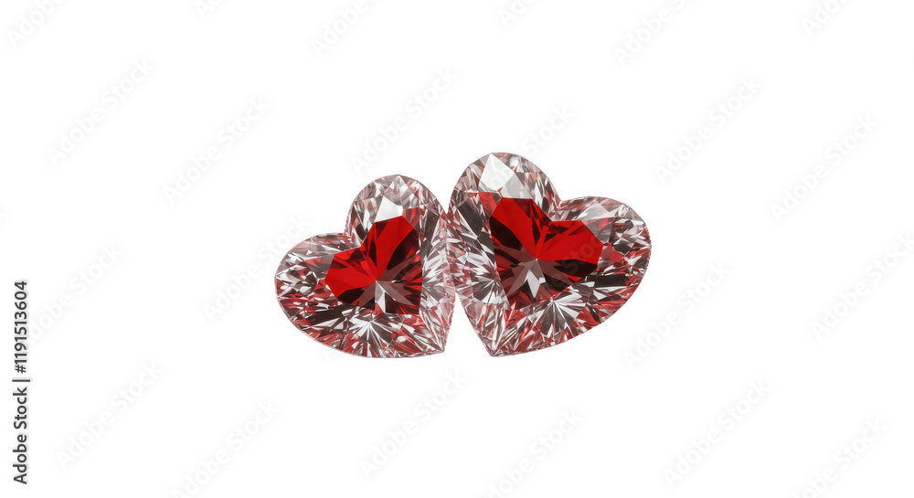 Valentine's Day background for a romantic holiday Love two sparkling jewel hearts set against a transparent background two hearts Valentine's Day background for a romantic holiday Love two sparkling jewel hearts set against a transparent background two hearts