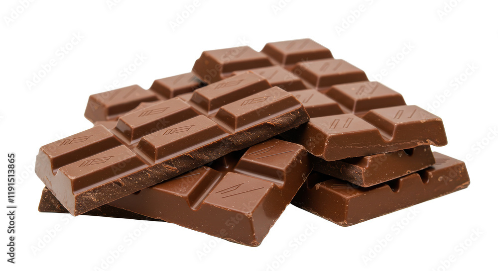 A close-up view of a collection or pile of chocolate bars The bars are rectangular with a distinctive pattern The bars are stacked on top of each other on transparent background A close-up view of a collection or pile of chocolate bars The bars are rectangular with a distinctive pattern The bars are stacked on top of each other on transparent background