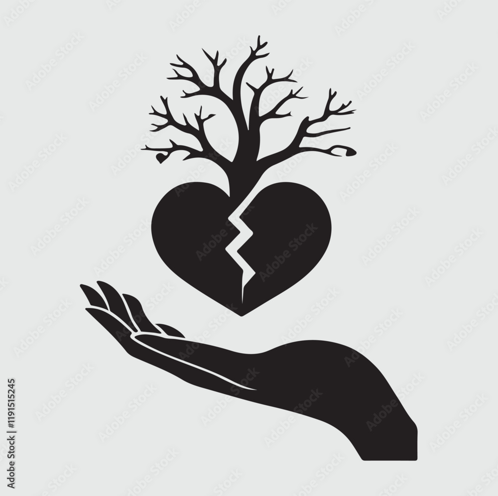 Obraz premium A Heart in hand icon silhouette vector style with white background Art & Illustration