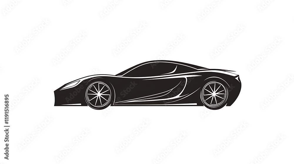 Naklejka premium Minimalist Vector Car Icon on White Background – Modern Automotive Symbol