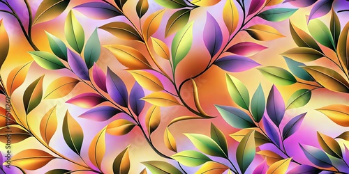 Vibrant Colorful Leaves Nature Abstract Pattern Background Artwork