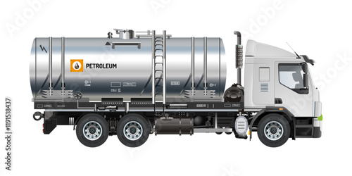 Petroleum liquid oil tanker truck medium trailer 3D vector Illustration