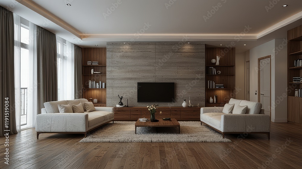 Fototapeta premium 3D-Illustration of Empty Living Room