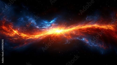 Stunning cosmic swirl of fire and energy in deep space with vibrant colors