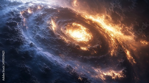 Stunning cosmic swirl of fire and energy in deep space with vibrant colors