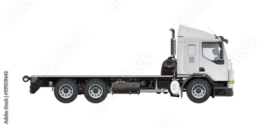 Medium Truck Trailer cargo without container box 3D vector illustration
