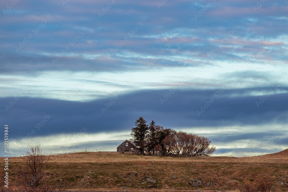 Autumn landscape around Borgarnes on the island of Iceland