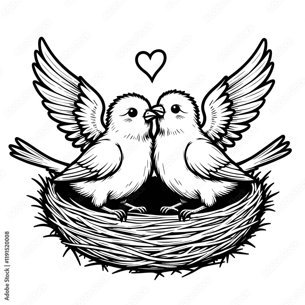 Fototapeta premium Lovebirds nestled together in joyful embrace, symbol of affection