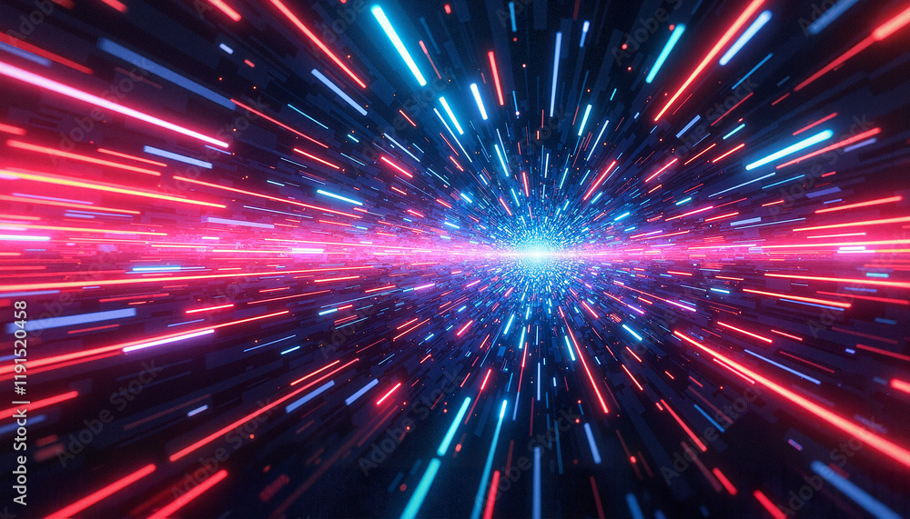 Dynamic Neon Light Tunnel in Pink and Blue Creating Abstract Speed Effect Dynamic Neon Light Tunnel in Pink and Blue Creating Abstract Speed Effect
