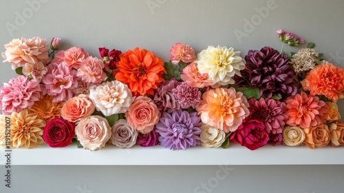 Colorful display of artificial flowers arranged on a table in a craft workshop