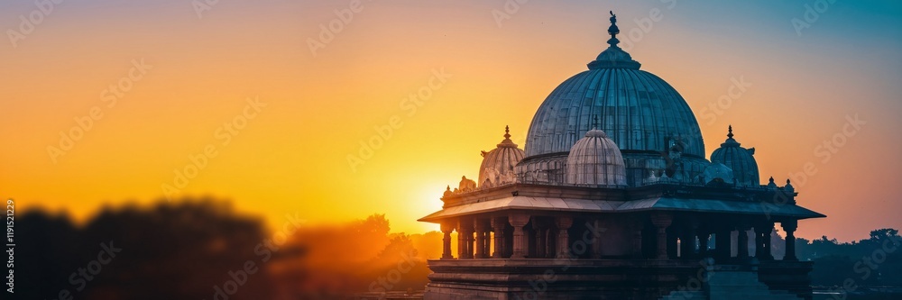 Obraz premium Majestic dome at sunrise, ancient architecture.
