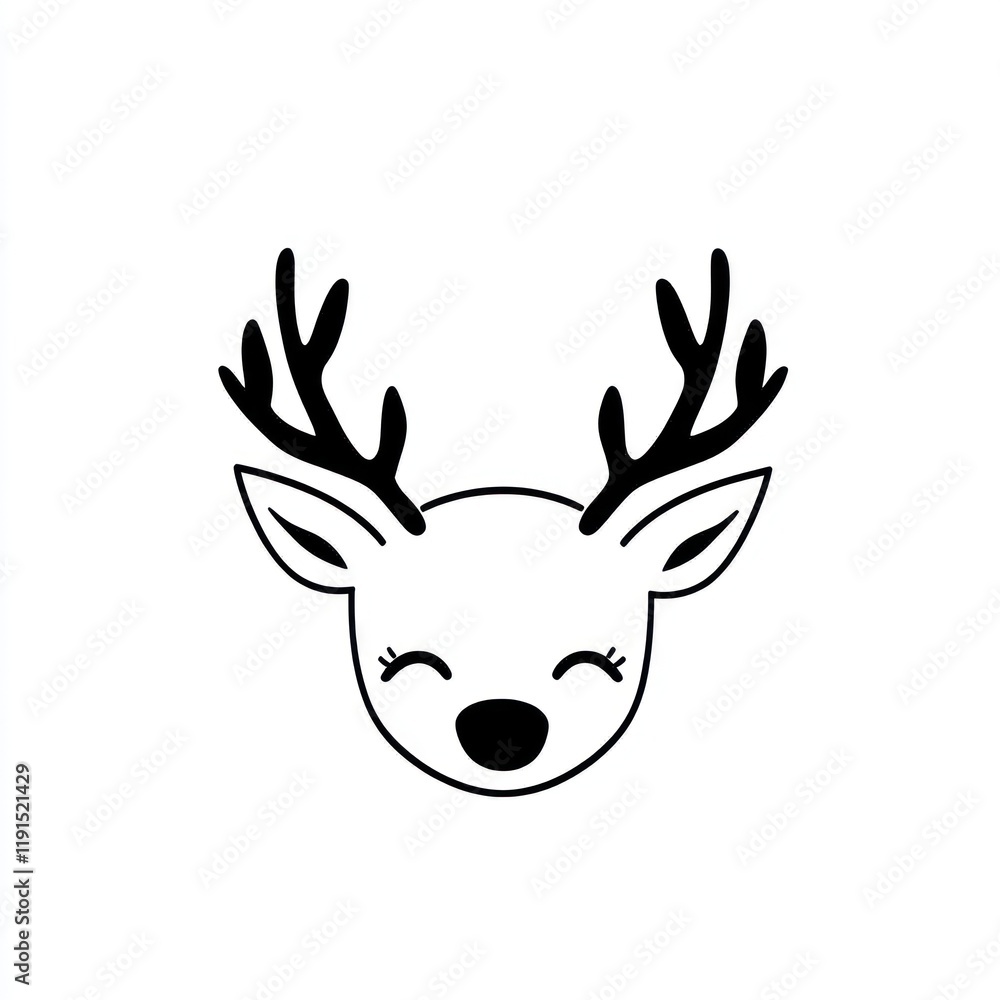 Reindeer with antlers head drawing in white background, could be used for holiday greeting cards Reindeer with antlers head drawing in white background, could be used for holiday greeting cards