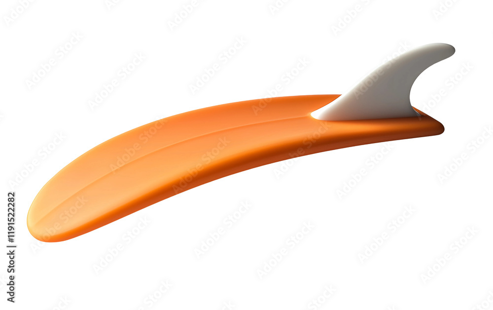 Bright Orange Surfboard with White Fin Isolated on transparent background Bright Orange Surfboard with White Fin Isolated on transparent background