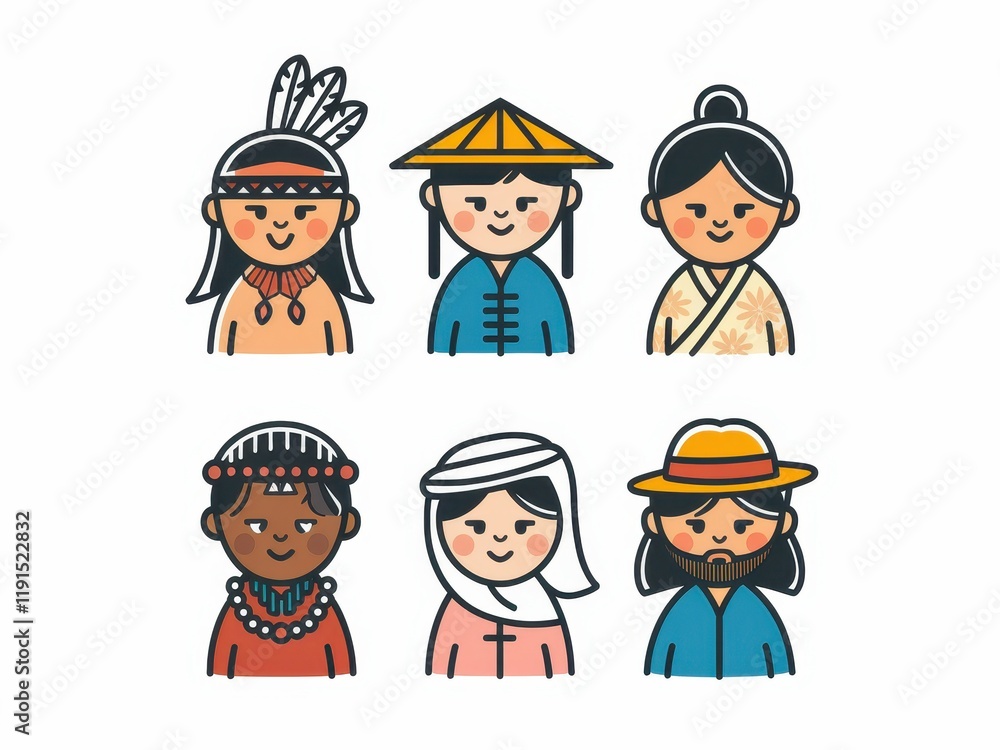 Diverse Children Wearing Traditional Cultural Clothing Diverse Children Wearing Traditional Cultural Clothing