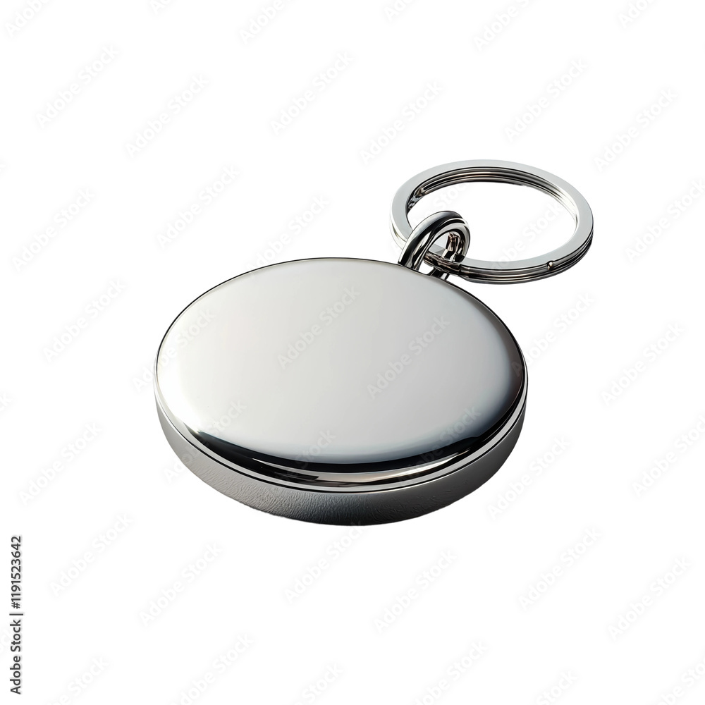 Sleek Silver Keychain with Smooth Surface Isolated on transparent background Sleek Silver Keychain with Smooth Surface Isolated on transparent background