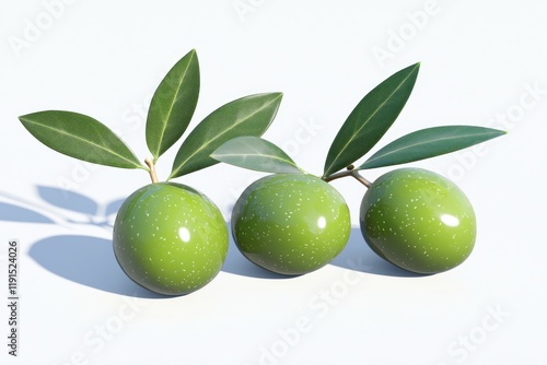 Wallpaper Mural Green olives branch, studio shot, white background, food photography Torontodigital.ca
