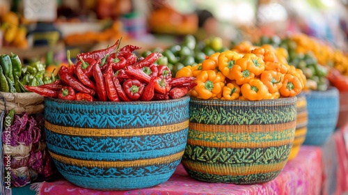 Colorful display of dried beans and legumes in vibrant buckets at a local market