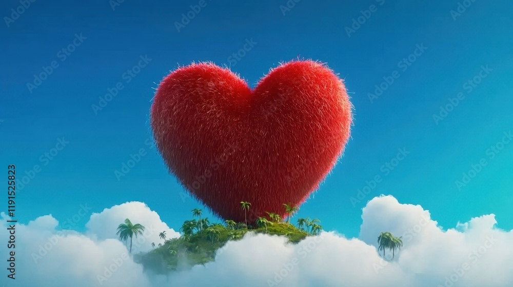 Fototapeta premium Giant Heart Shaped Piñata in a Dreamy Landscape