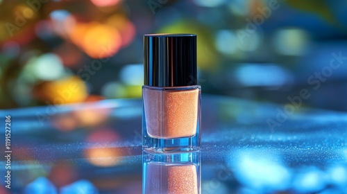 Elegantly captured bottle of foundation in natural light with blurred backgro...