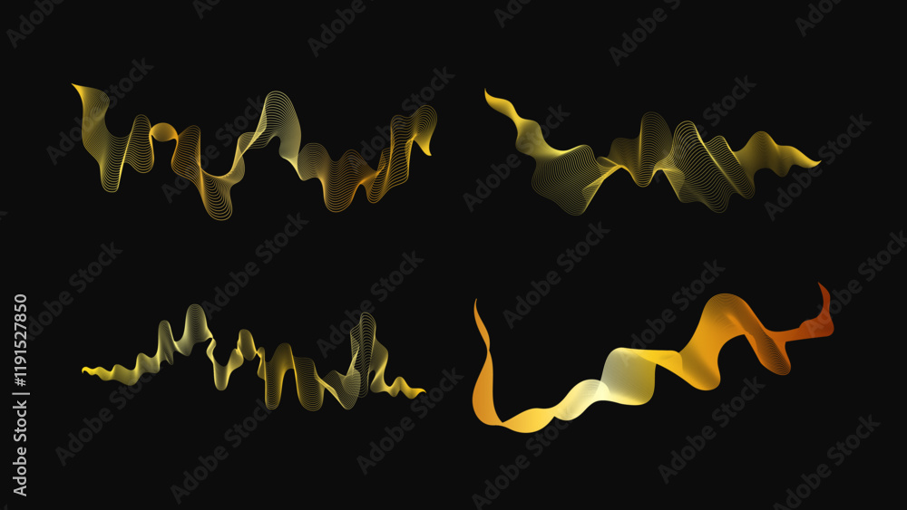 Obraz premium Set of abstract backdrops with luxury golden waves