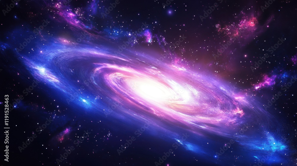 A vibrant spiral galaxy swirls in cosmic space A vibrant spiral galaxy swirls in cosmic space
