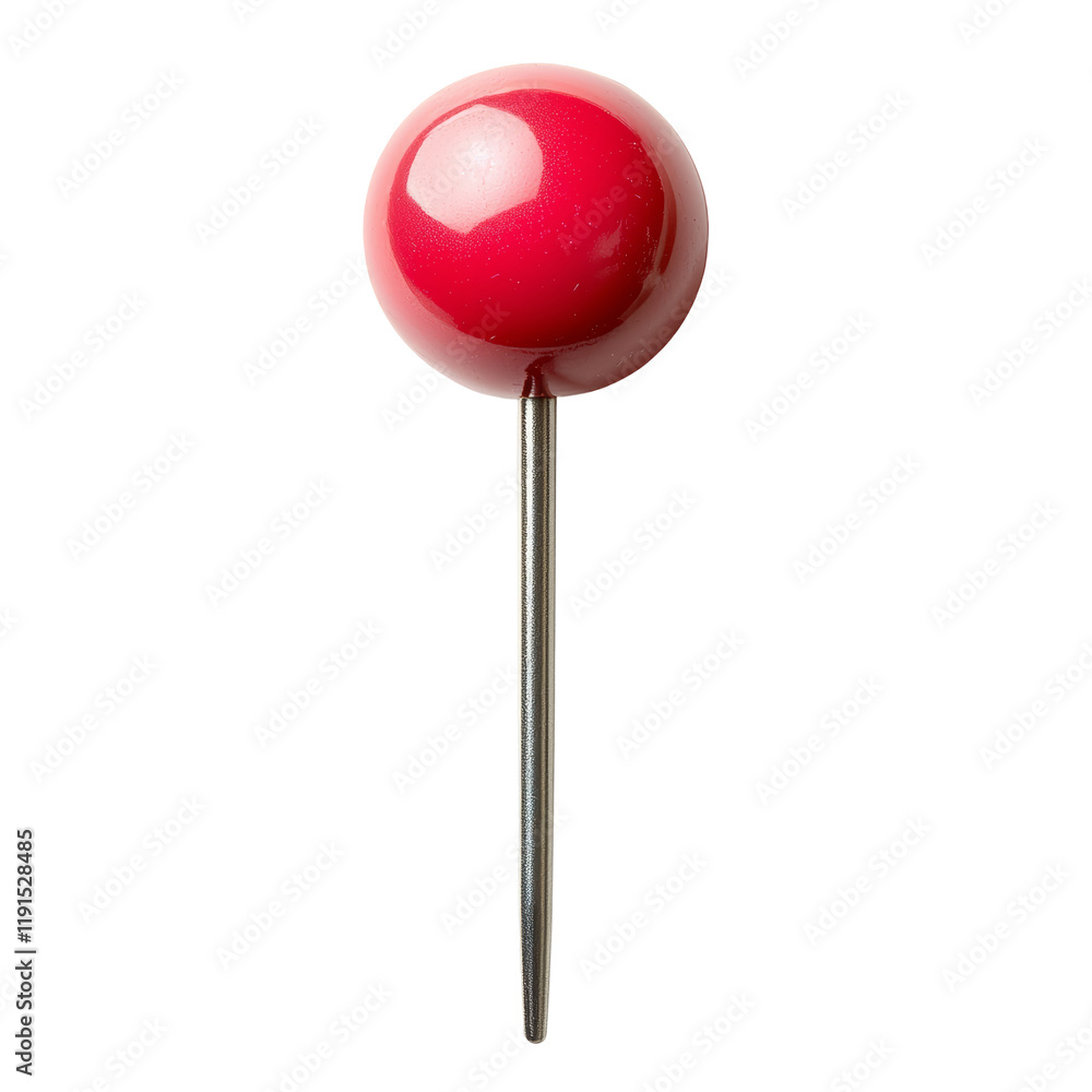 Red Push Pin on White Background for Office Use Isolated on transparent background Red Push Pin on White Background for Office Use Isolated on transparent background