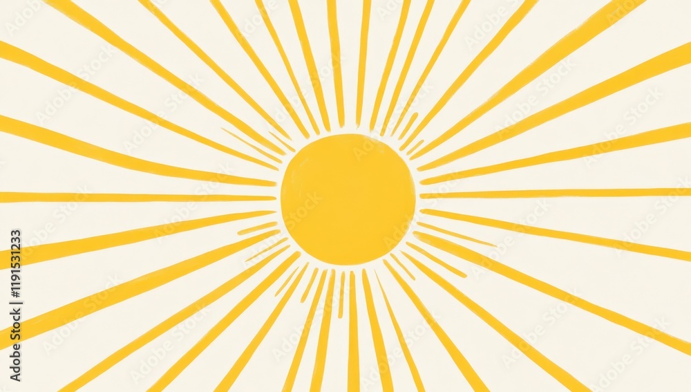 Hand-drawn sunburst, cream background, summer, illustration, design Hand-drawn sunburst, cream background, summer, illustration, design