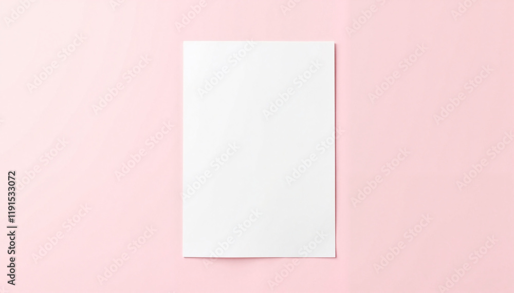 Smooth white A4 paper on pastel pink background, minimalist design Smooth white A4 paper on pastel pink background, minimalist design