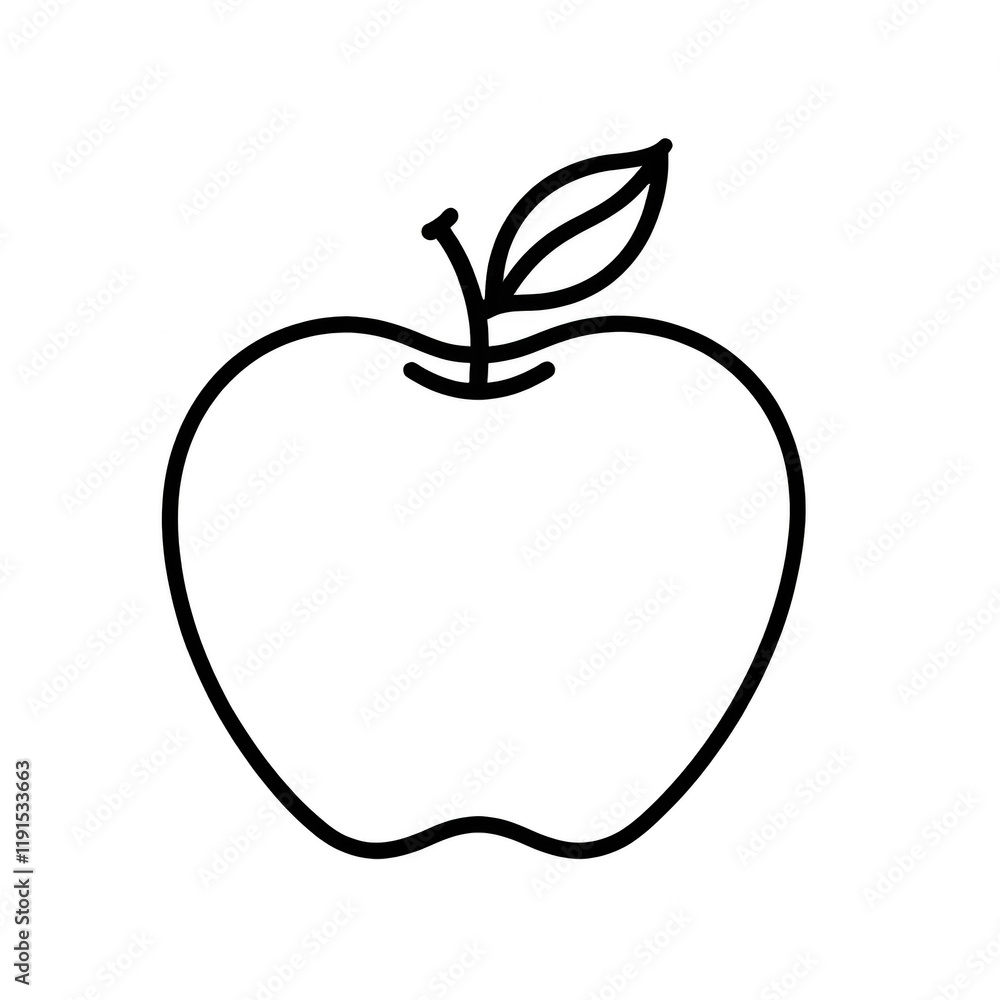 Abstract Black Outline Apple, Textured Background Abstract Black Outline Apple, Textured Background