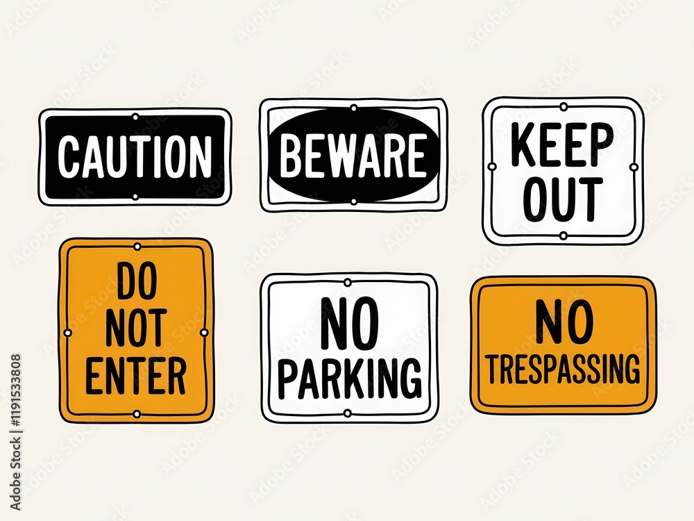 Collection of Various Warning and Caution Signs Collection of Various Warning and Caution Signs
