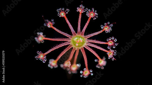 Stunning close-up of drosera spatulata sundew: captivating carnivorous plant photography. Sundew. Illustration photo