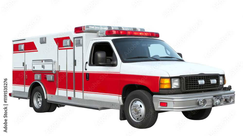Ambulance car emergency response vehicle, isolated on transparent background Ambulance car emergency response vehicle, isolated on transparent background