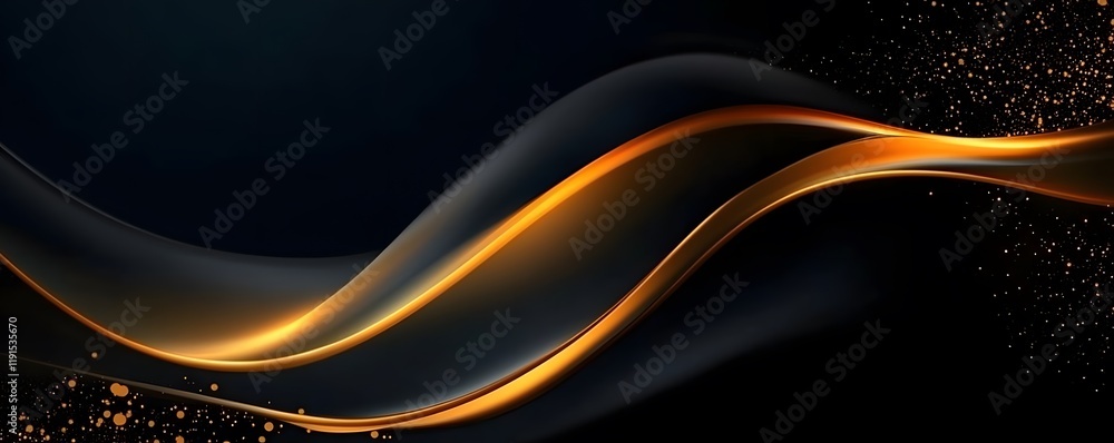 Fototapeta premium Abstract Black and Gold Gradient with Metallic Texture and Sleek Modern Lines, Generative Ai