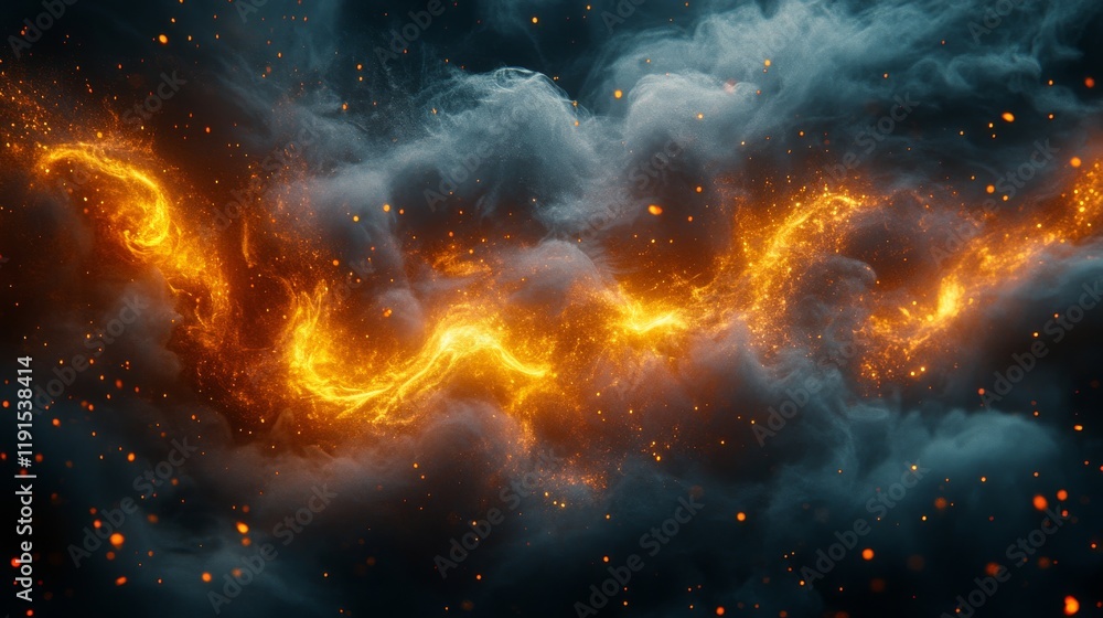 Fototapeta premium Dynamic swirling flames and smoke creating abstract patterns in vibrant colors